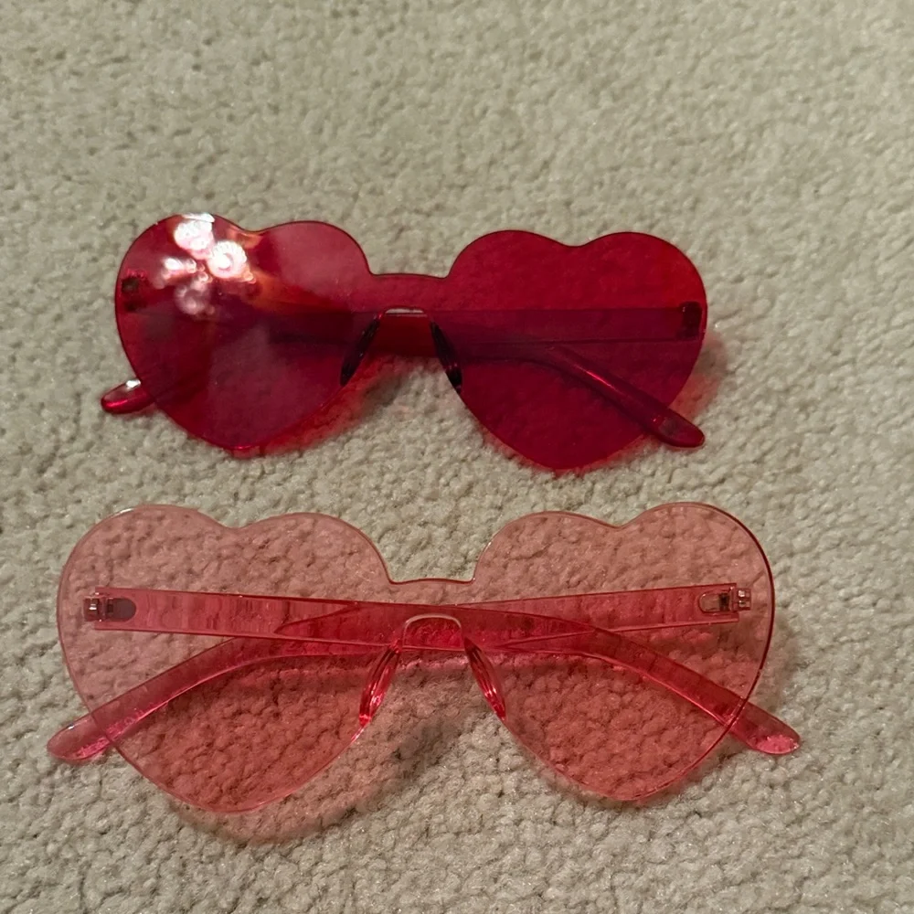 Heart-Shaped Red and Pink Sunglasses